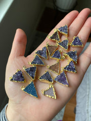 Triangle druzy pendants gold plated (lot 3)