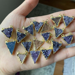 Triangle druzy pendants gold plated (lot 3)