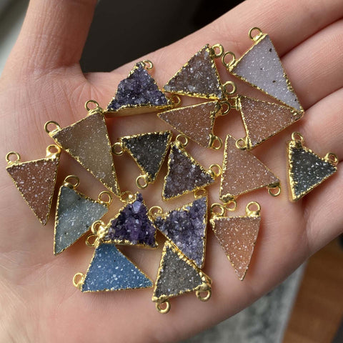 Triangle druzy pendants gold plated (lot 2)