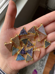 Triangle druzy pendants gold plated (lot 2)