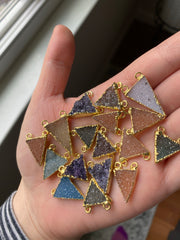 Triangle druzy pendants gold plated (lot 2)