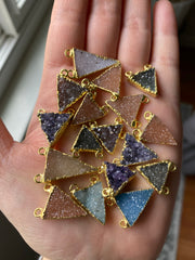 Triangle druzy pendants gold plated (lot 2)