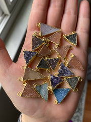 Triangle druzy pendants gold plated (lot 2)