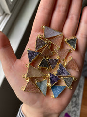 Triangle druzy pendants gold plated (lot 2)