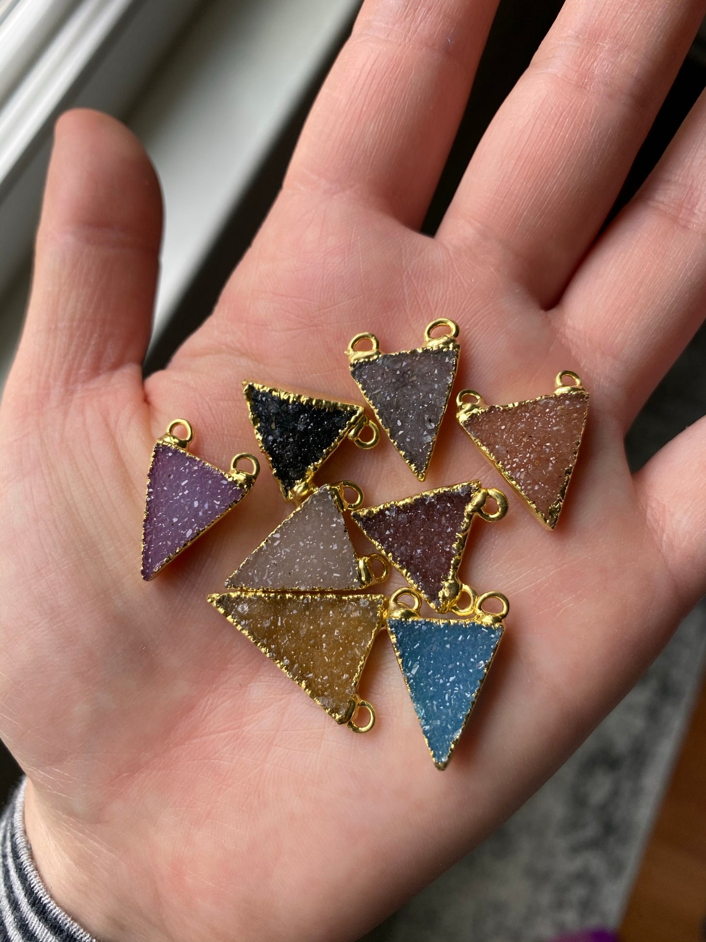 Triangle druzy pendants gold plated (lot 1)
