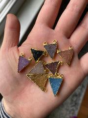 Triangle druzy pendants gold plated (lot 1)