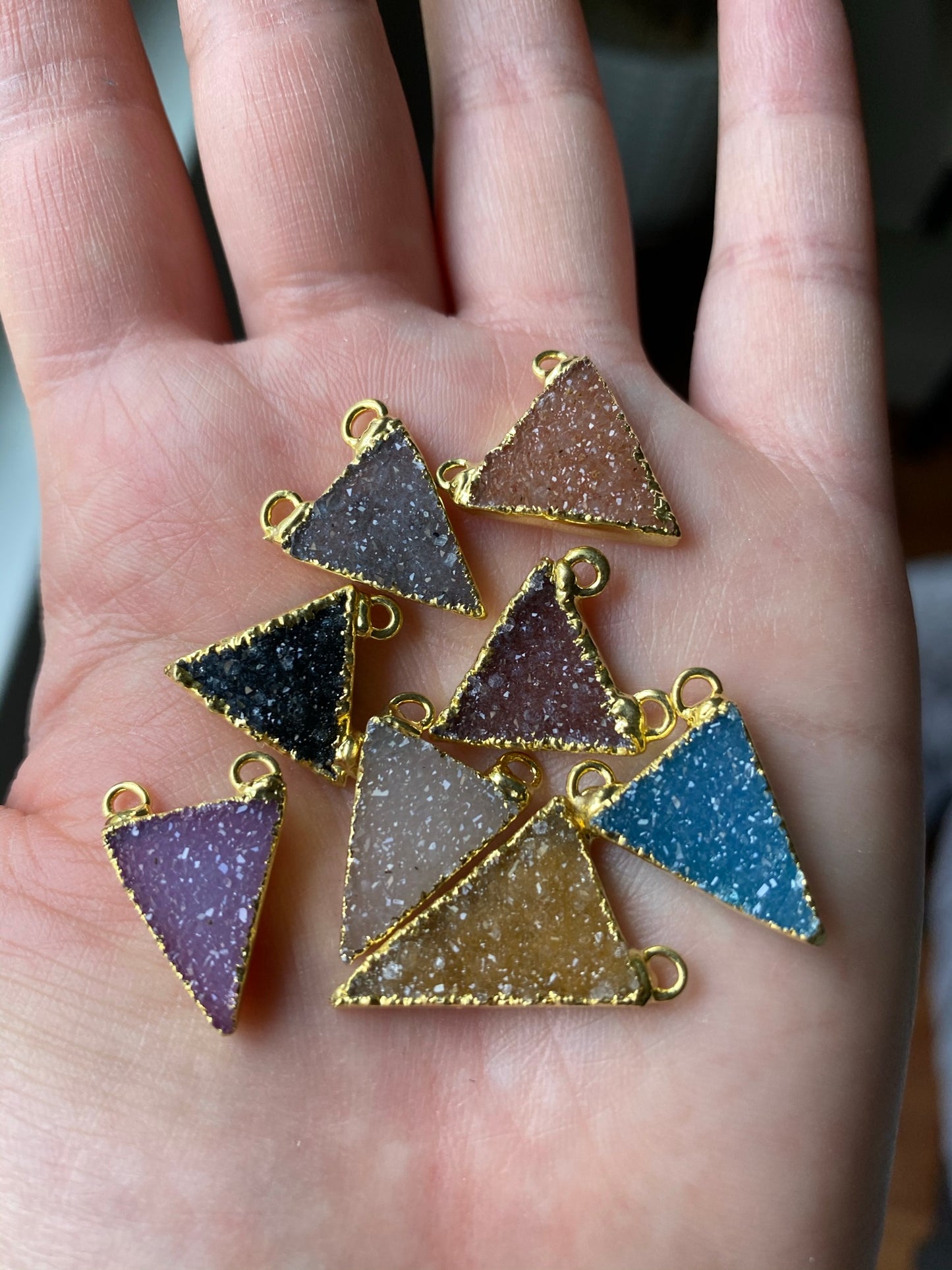 Triangle druzy pendants gold plated (lot 1)