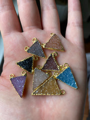 Triangle druzy pendants gold plated (lot 1)