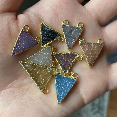 Triangle druzy pendants gold plated (lot 1)