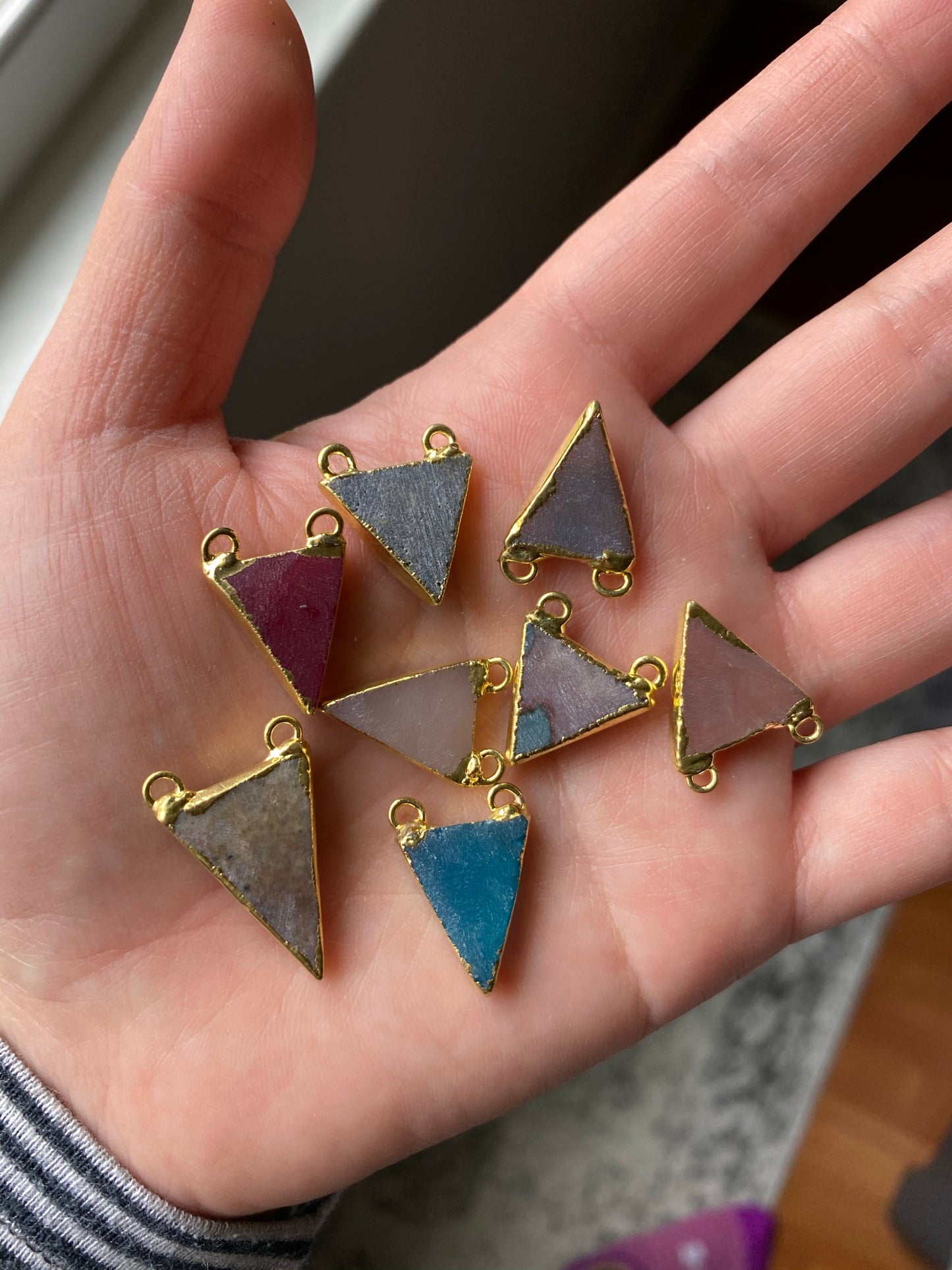 Triangle druzy pendants gold plated (lot 1)