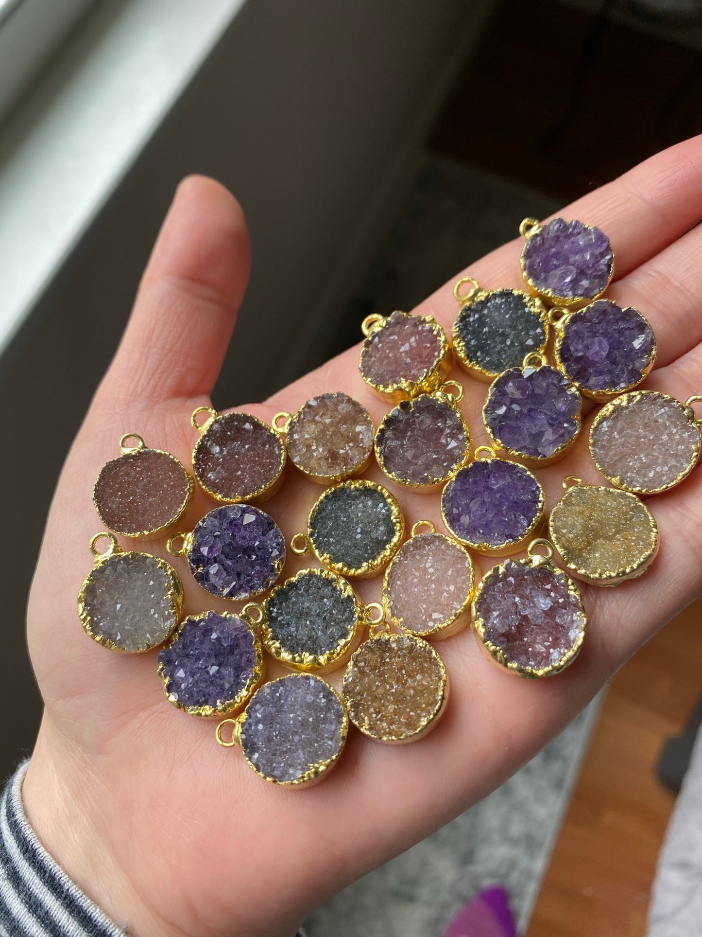 Druzy pendants gold plated (lot 2)
