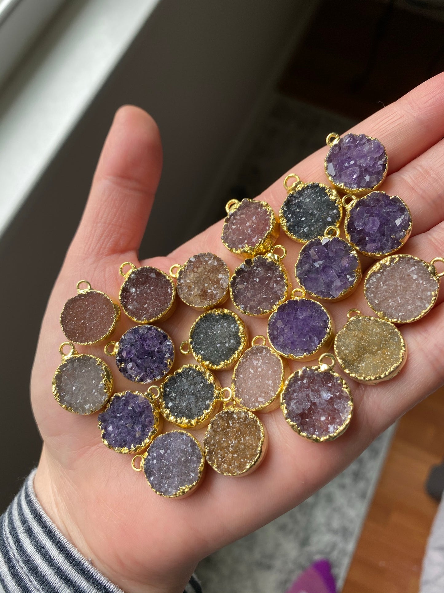 Druzy pendants gold plated (lot 2)