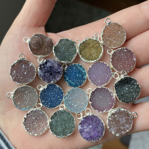 Druzy pendants silver plated (lot 2)