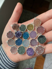 Druzy pendants silver plated (lot 2)