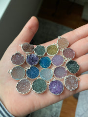 Druzy pendants silver plated (lot 2)