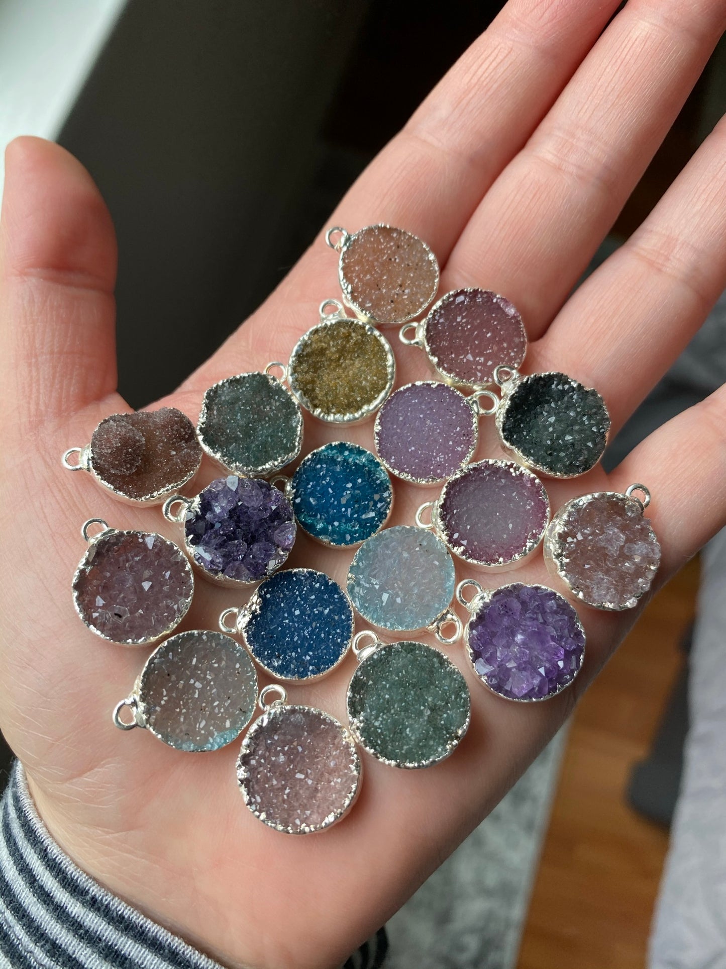 Druzy pendants silver plated (lot 2)