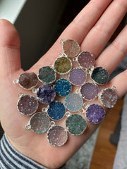 Druzy pendants silver plated (lot 2)