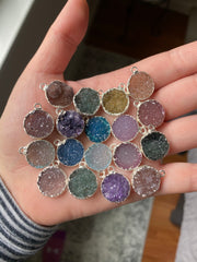 Druzy pendants silver plated (lot 2)
