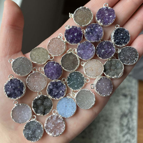 Druzy pendants silver plated (lot 1)
