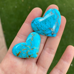 Kingman heart turquoise cabochons