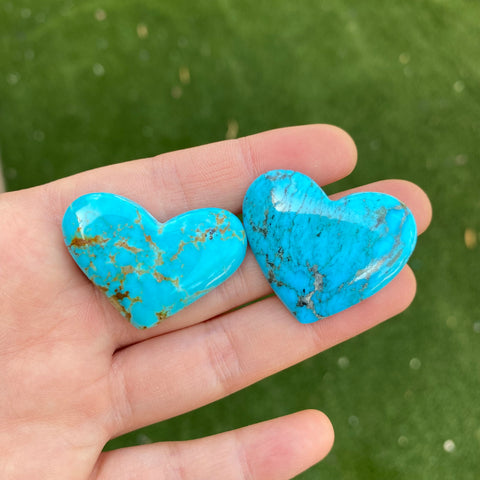 Kingman heart turquoise cabochons