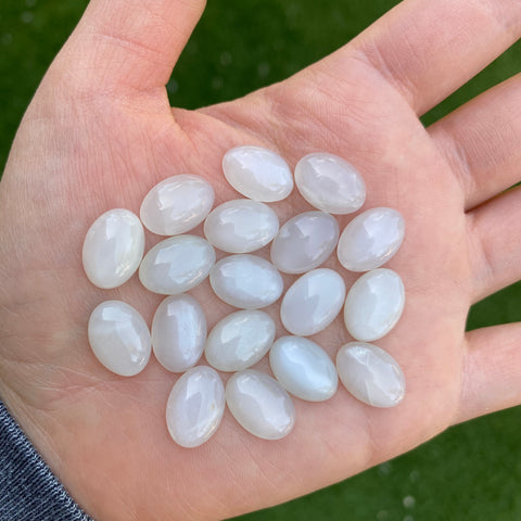 White moonstone oval cabochons