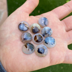 Dendrite agate cabochons 15mm rounds (lot C)