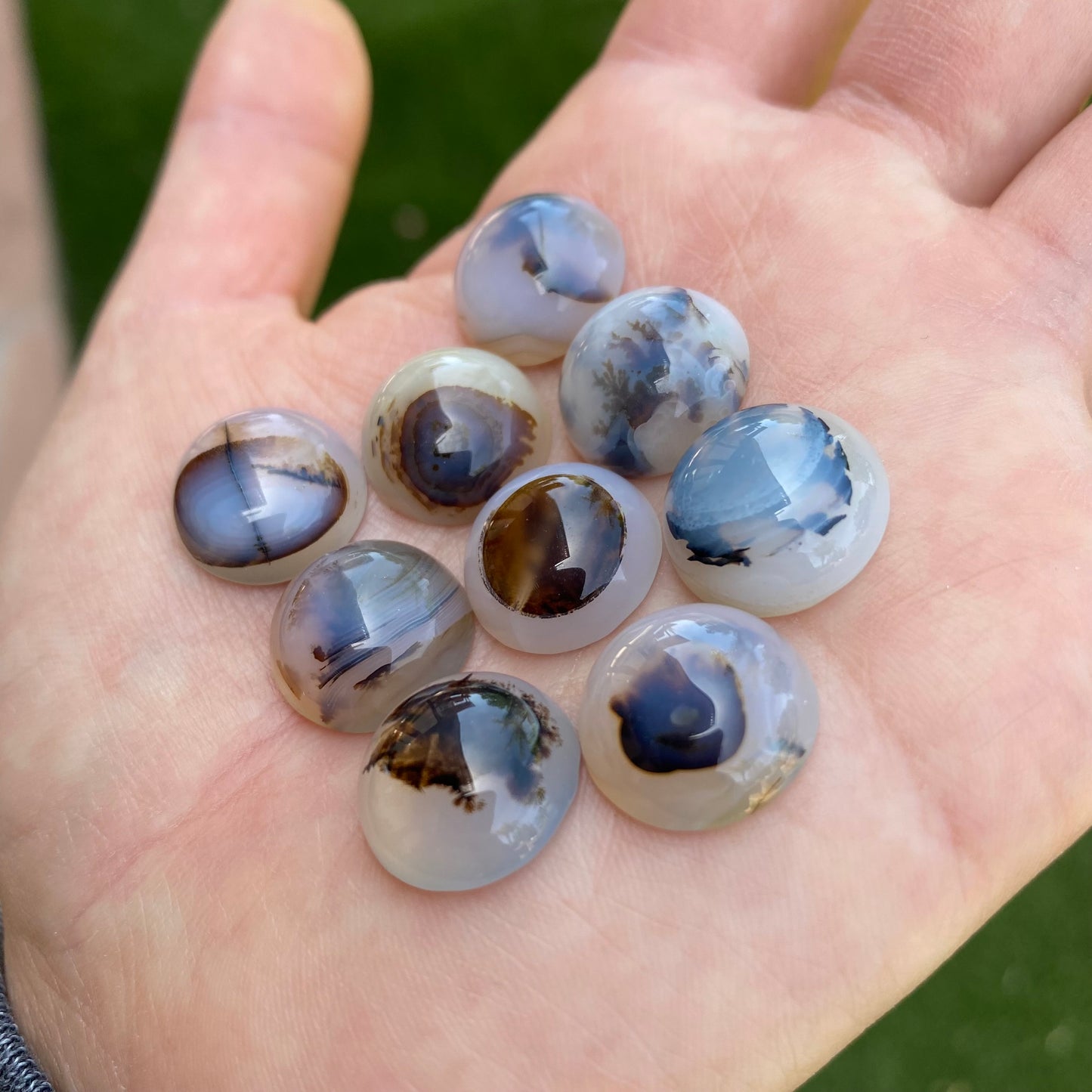 Dendrite agate cabochons 15mm rounds (lot C)
