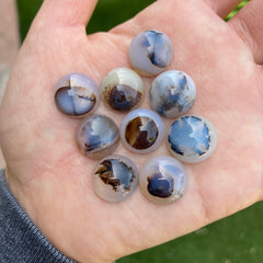 Dendrite agate cabochons 15mm rounds (lot C)
