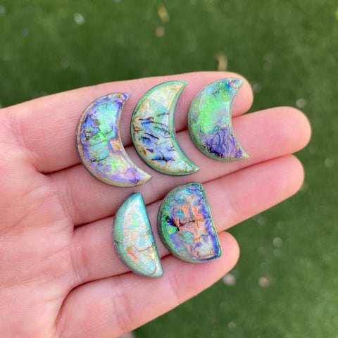 Monarch Opal crescent and half moons cabochons