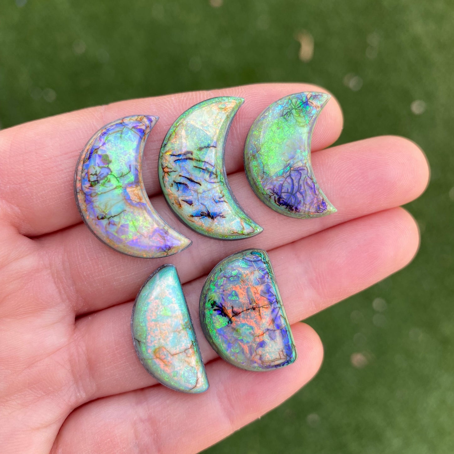 Monarch Opal crescent and half moons cabochons