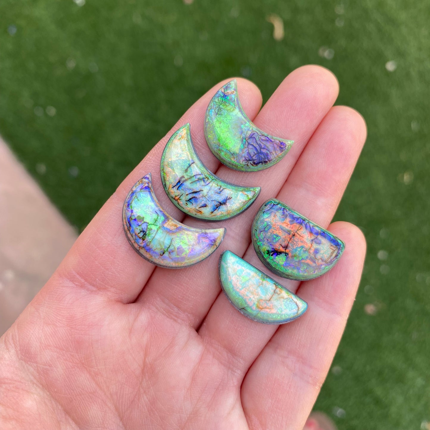 Monarch Opal crescent and half moons cabochons