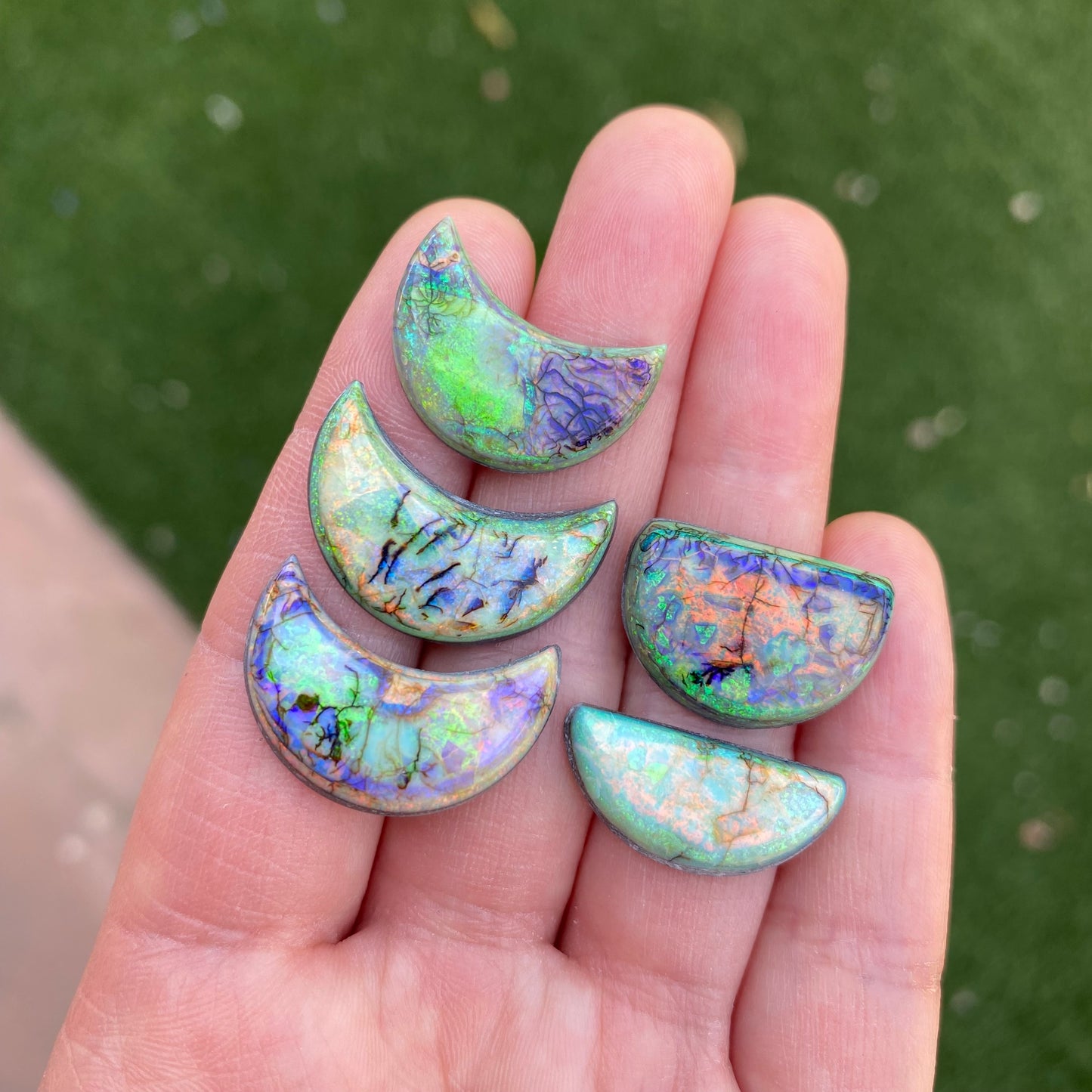 Monarch Opal crescent and half moons cabochons