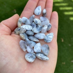 Dendritic agate faceted drop briolette beads