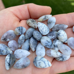 Dendritic agate faceted drop briolette beads
