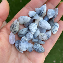 Dendritic agate faceted drop briolette beads