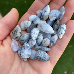 Dendritic agate faceted drop briolette beads