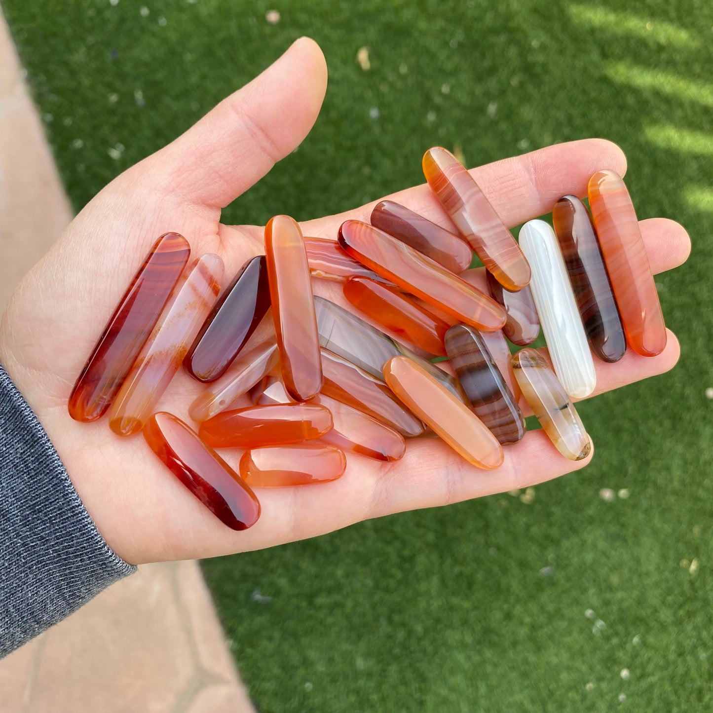 Carnelian flat stick beads