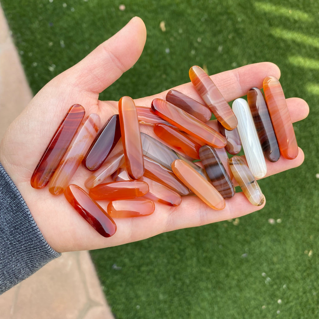 Carnelian flat stick beads