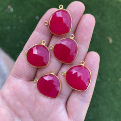 Chalcedony gold plated connectors/pendants