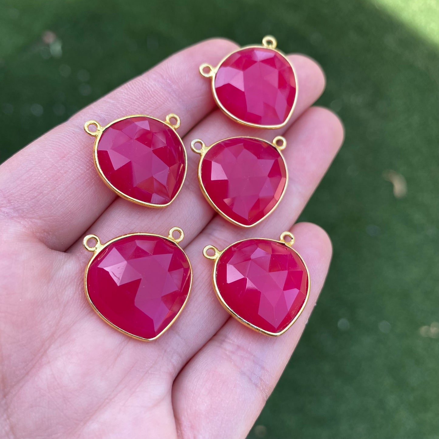 Chalcedony gold plated connectors/pendants