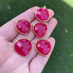 Chalcedony gold plated connectors/pendants