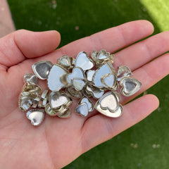 Sterling silver heart bezel cups