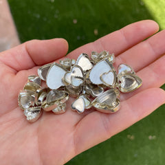Sterling silver heart bezel cups