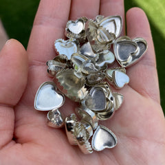 Sterling silver heart bezel cups