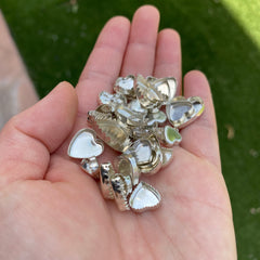 Sterling silver heart bezel cups