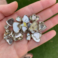 Sterling silver heart bezel cups