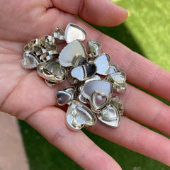 Sterling silver heart bezel cups