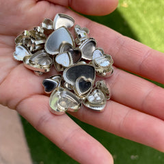 Sterling silver heart bezel cups