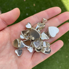 Sterling silver heart bezel cups